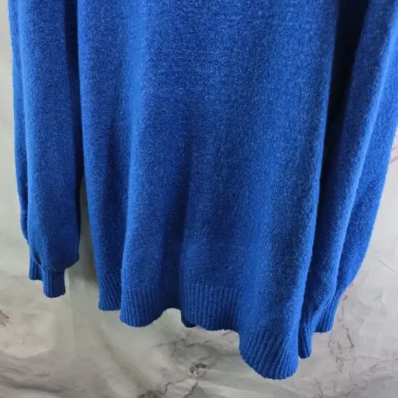 Torrid Sweater Womens 3 3X Blue Vegan Cashmere Surplice V Plunge Faux Wrap - Picture 7 of 13